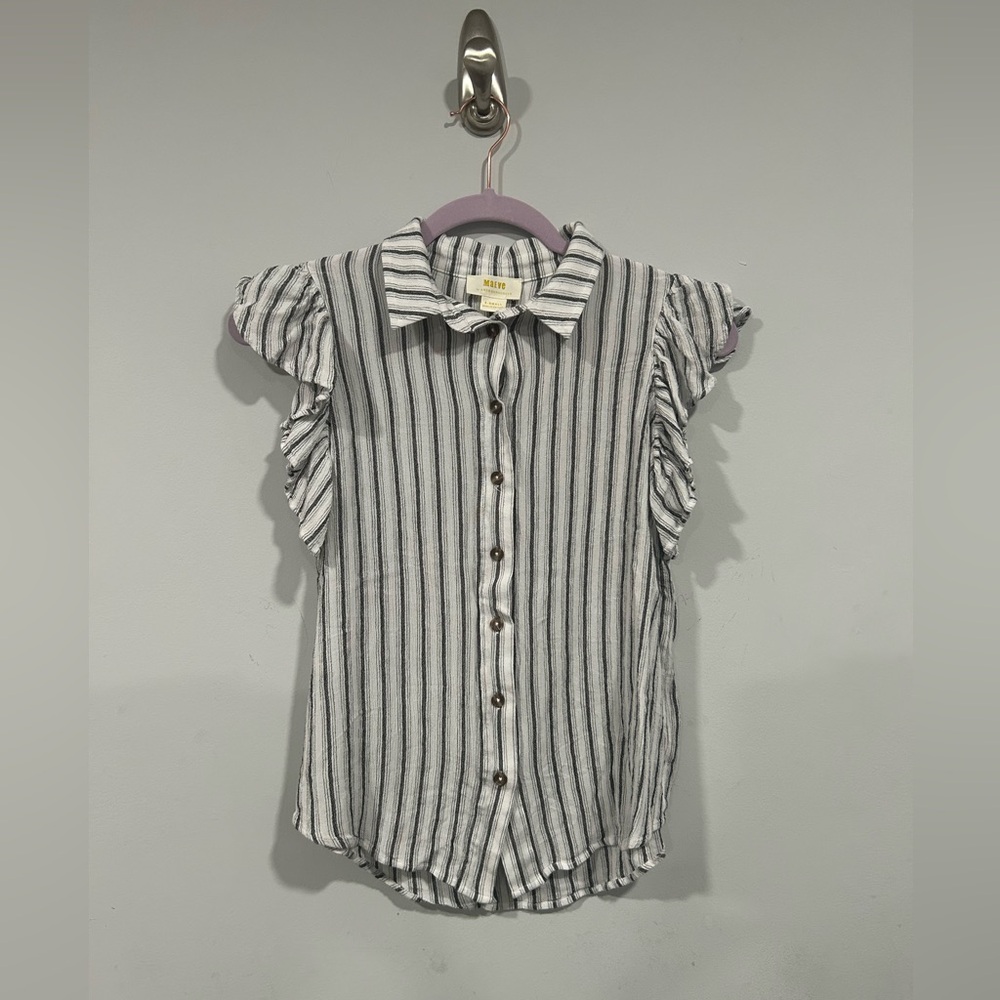 Maeve by Anthropologie Button Down Shirt w/ Ruffle Sleeves Size Xs